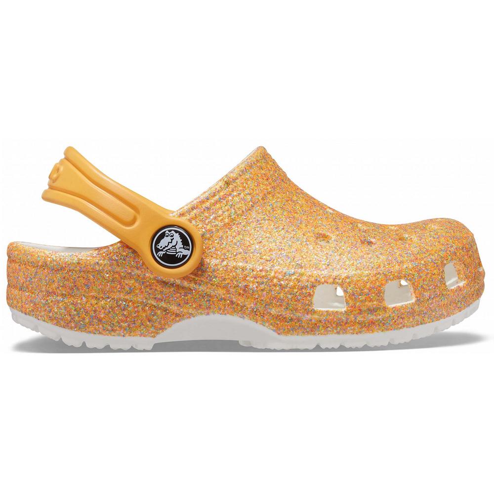 Gold Girls' Crocs Classic Glitter Clogs | NZ 1495DFMN